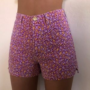 vintage floral purple shorts